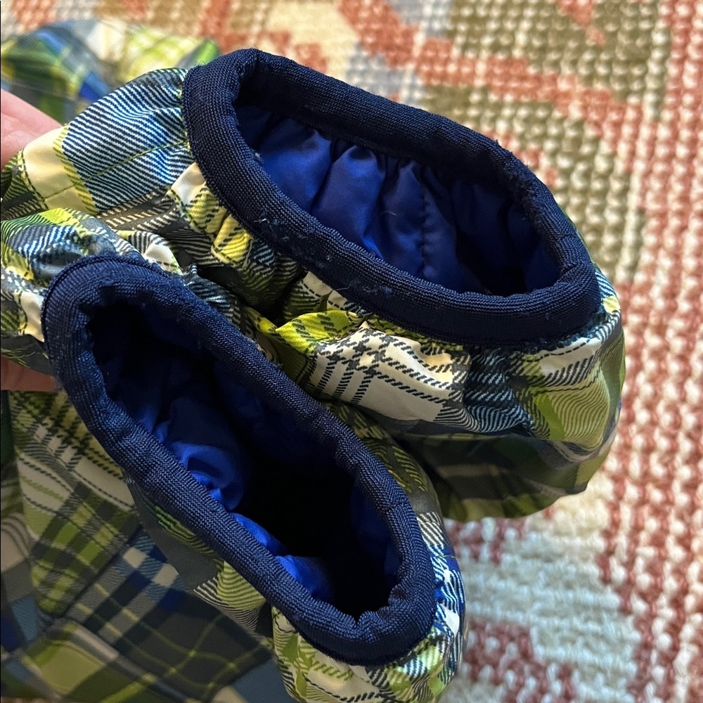 Patagonia Blue Plaid Reversible Nano Puff Snow Pants Size 6 month - Picture 5 of 8